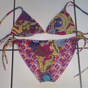 Etro Multicolor Printed Triangle Bikini - Purple, Pink, Yellow, Blue, Green